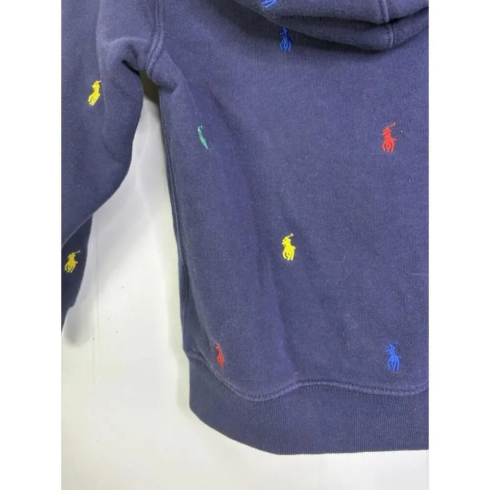 Polo Ralph Lauren Jacket Kids 6 All Over Pony Colorful Full Zip Hood Sweatshirt